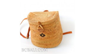 hand woven ata grass bags backpack double handle long leather